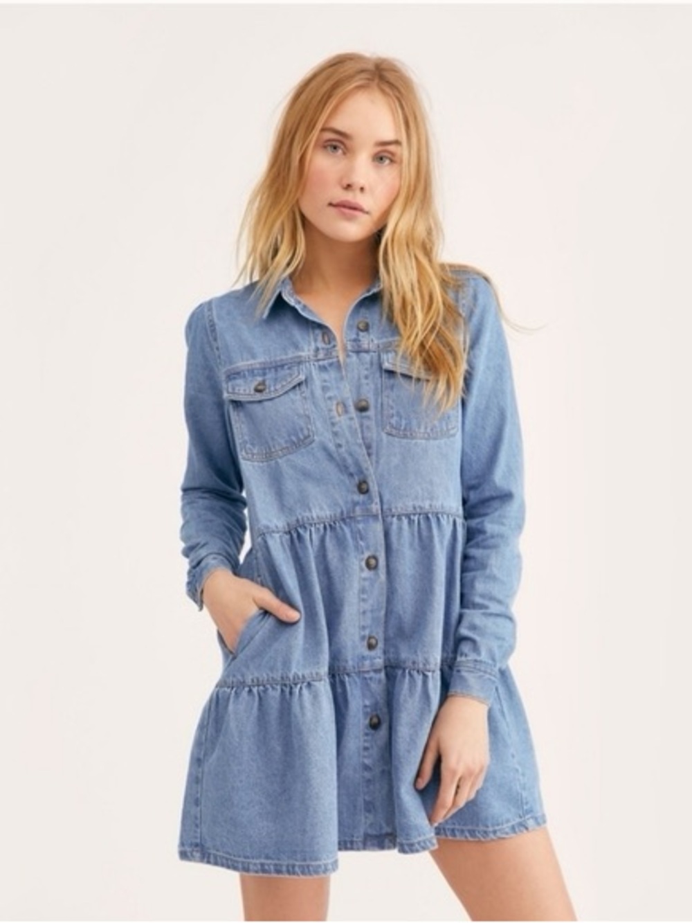 Free People nicole denim shirt dress